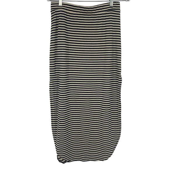 PAINTED THREADS Striped Double Slit Curved Hem Maxi Skirt Size Large Stretch - Picture 3 of 5